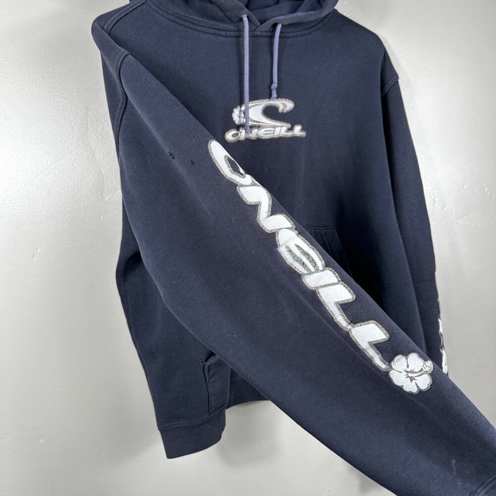Vintage O’Neill 90s Y2K Hoodie Black Pullover Spell Out Logo Skate Size Medium - Picture 3 of 9